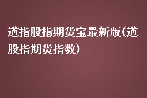 道指股指期货宝最新版(道股指期货指数)