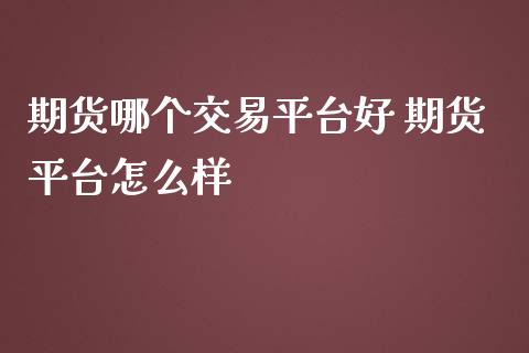 期货哪个交易平台好 期货平台怎么样