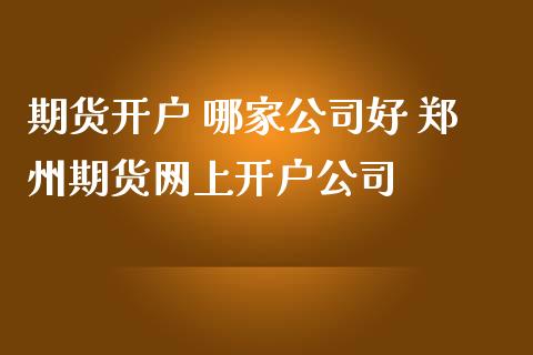 期货开户 哪家公司好 郑州期货网上开户公司