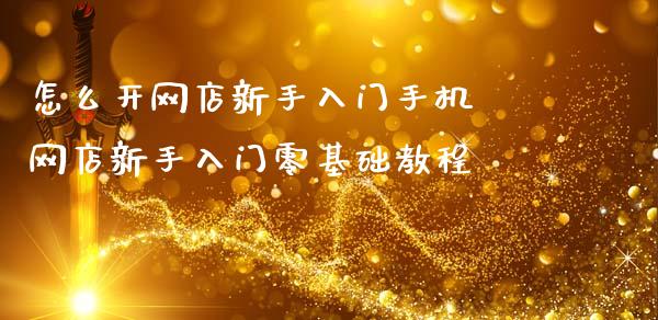 怎么开网店新手入门手机 网店新手入门零基础教程