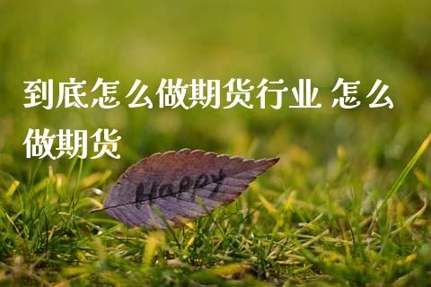到底怎么做期货行业 怎么做期货