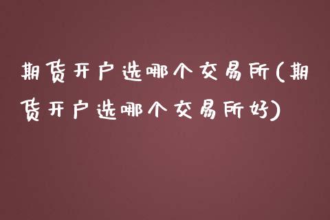 期货开户选哪个交易所(期货开户选哪个交易所好)