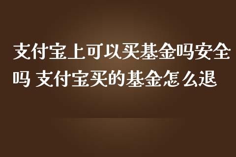 支付宝上可以买基金吗安全吗 支付宝买的基金怎么退