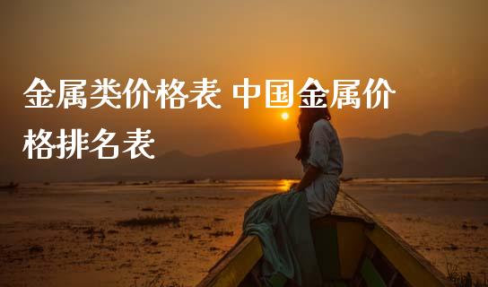 金属类价格表 中国金属价格排名表
