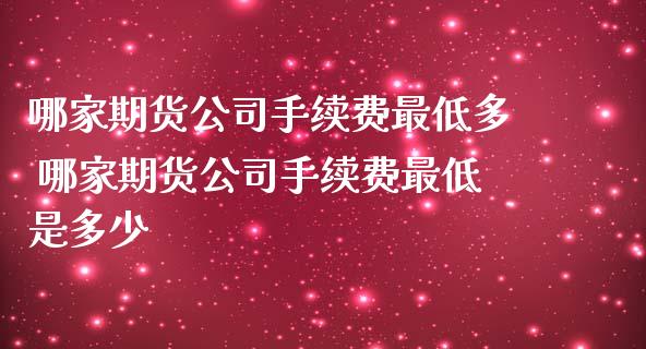 哪家期货公司手续费最低多 哪家期货公司手续费最低是多少
