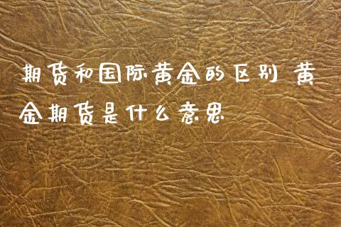 期货和国际黄金的区别 黄金期货是什么意思