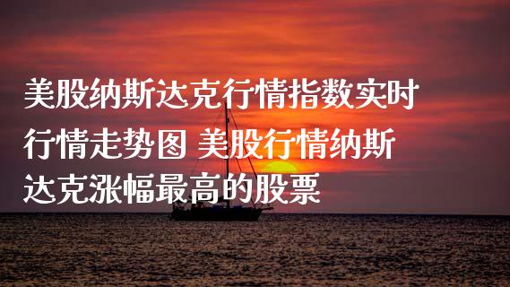 美股纳斯达克行情指数实时行情走势图 美股行情纳斯达克涨幅最高的股票