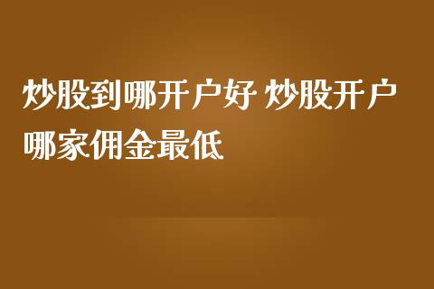 炒股到哪开户好 炒股开户哪家佣金最低