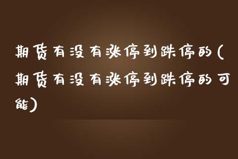 期货有没有涨停到跌停的(期货有没有涨停到跌停的可能)