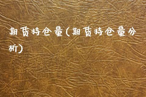 期货持仓量(期货持仓量分析)