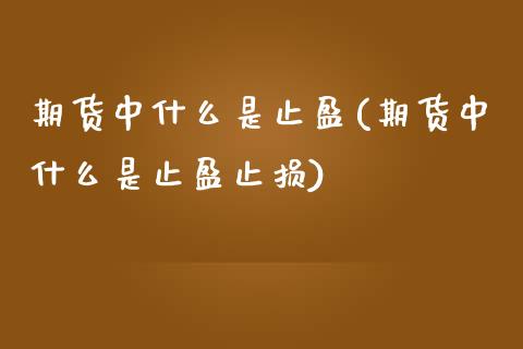 期货中什么是止盈(期货中什么是止盈止损)