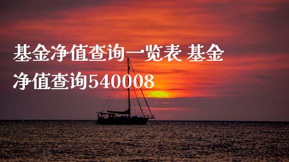 基金净值查询一览表 基金净值查询540008