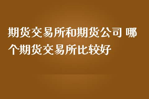 期货交易所和期货公司 哪个期货交易所比较好