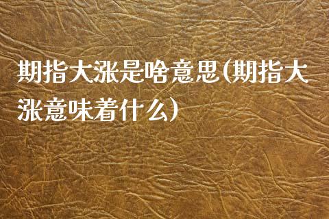 期指大涨是啥意思(期指大涨意味着什么)