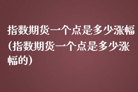 指数期货一个点是多少涨幅(指数期货一个点是多少涨幅的)