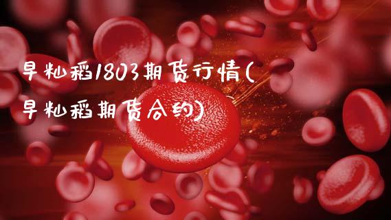 早籼稻1803期货行情(早籼稻期货合约)