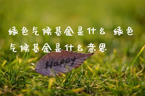 绿色气候基金是什么 绿色气候基金是什么意思