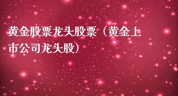 黄金股票龙头股票（黄金上市公司龙头股）