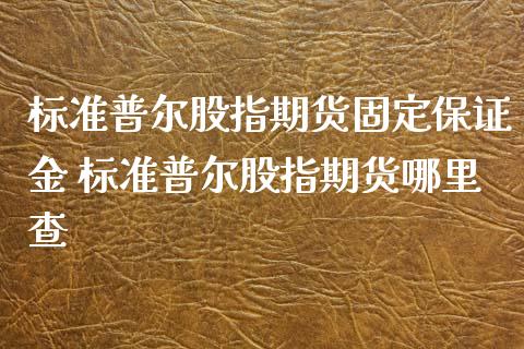 标准普尔股指期货固定保证金 标准普尔股指期货哪里查