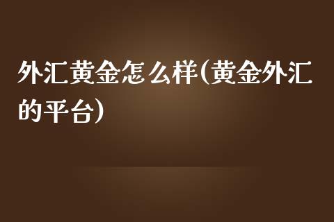 外汇黄金怎么样(黄金外汇的平台)