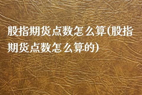 股指期货点数怎么算(股指期货点数怎么算的)