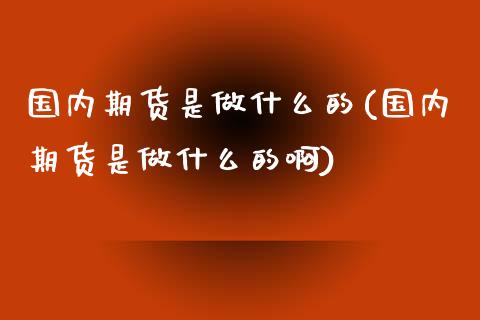 国内期货是做什么的(国内期货是做什么的啊)