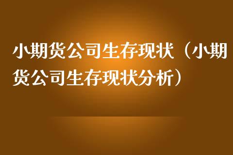 小期货公司生存现状（小期货公司生存现状分析）