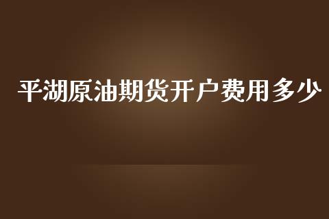 平湖原油期货开户费用多少