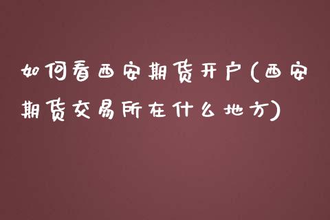 如何看西安期货开户(西安期货交易所在什么地方)