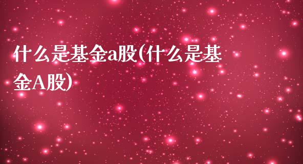 什么是基金a股(什么是基金A股)