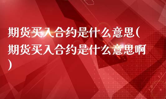 期货买入合约是什么意思(期货买入合约是什么意思啊)