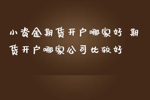 小资金期货开户哪家好 期货开户哪家公司比较好