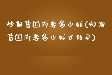 炒期货国内要多少钱(炒期货国内要多少钱才能买)