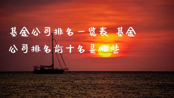 基金公司排名一览表 基金公司排名前十名是哪些