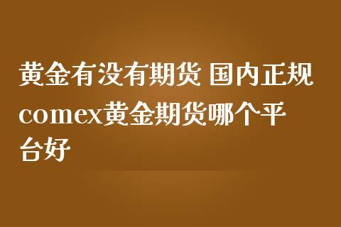 黄金有没有期货 国内正规comex黄金期货哪个平台好