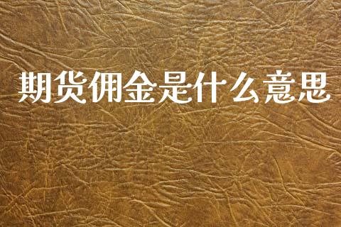 期货佣金是什么意思