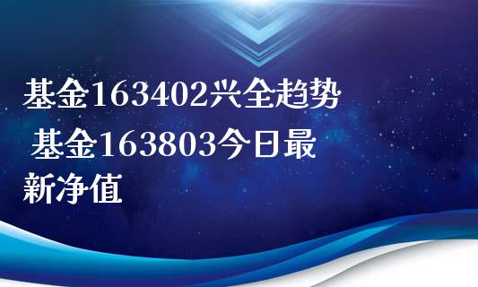 基金163402兴全趋势 基金163803今日最新净值