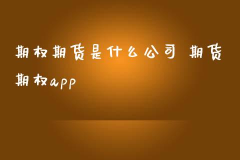 期权期货是什么公司 期货期权app