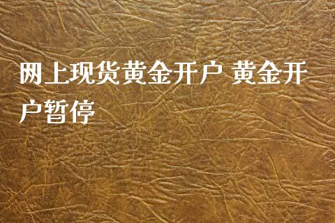 网上现货黄金开户 黄金开户暂停