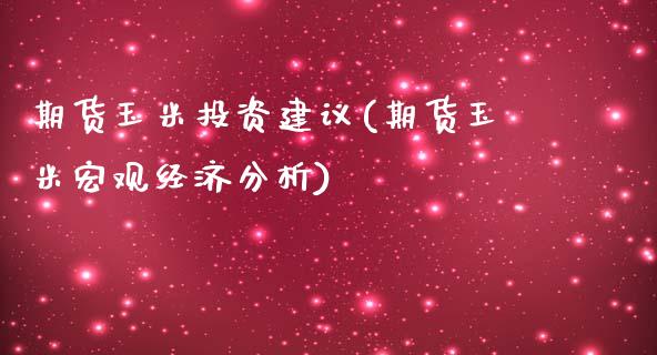 期货玉米投资建议(期货玉米宏观经济分析)