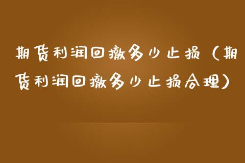 期货利润回撤多少止损（期货利润回撤多少止损合理）