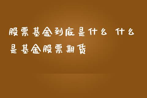股票基金到底是什么 什么是基金股票期货