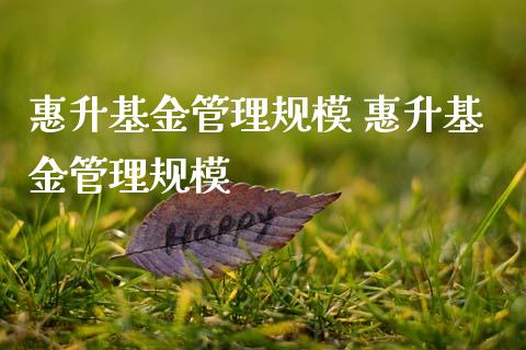 惠升基金管理规模 惠升基金管理规模