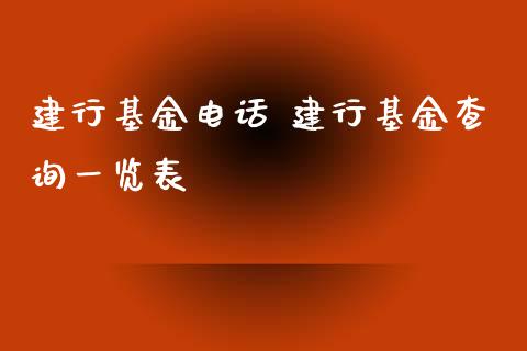 建行基金电话 建行基金查询一览表