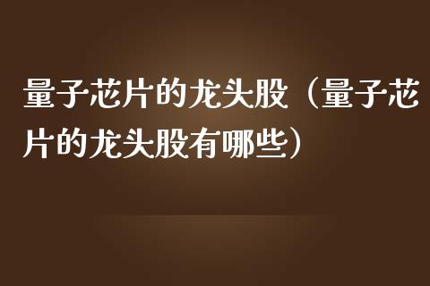 量子芯片的龙头股（量子芯片的龙头股有哪些）_https://www.dglong8.com_财经要闻_第1张