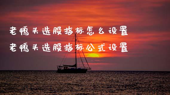 老鸭头选股指标怎么设置 老鸭头选股指标公式设置