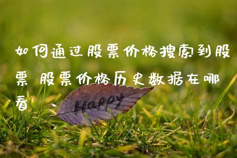 如何通过股票价格搜索到股票 股票价格历史数据在哪看