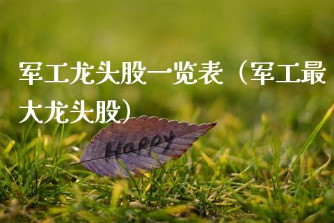 军工龙头股一览表（军工最大龙头股）