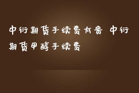 中衍期货手续费太贵 中衍期货甲醇手续费