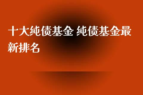 十大纯债基金 纯债基金最新排名